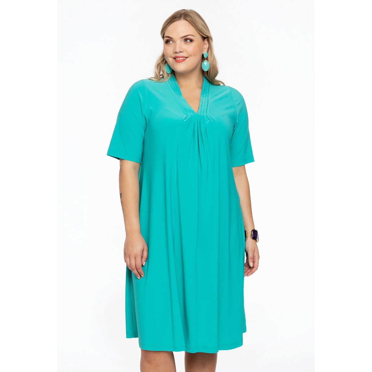 Robe plissée / plissé turquoise, YOEK