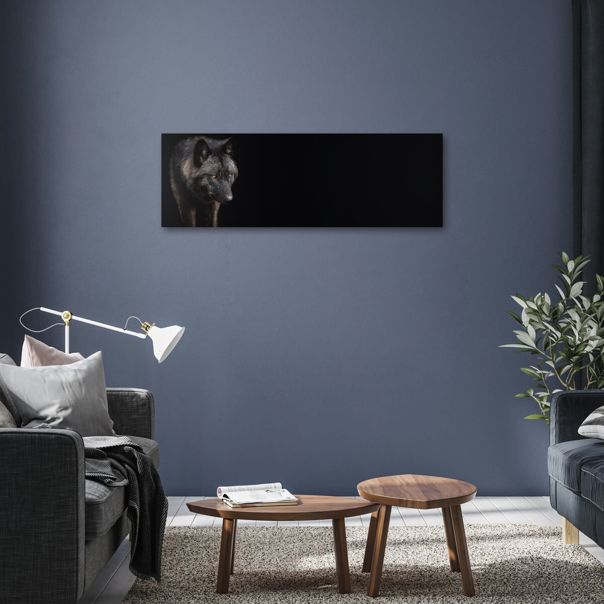 Tableau Mural Loup Noir ANIMAUX tableaux sur toile-noir, CEANOTHE