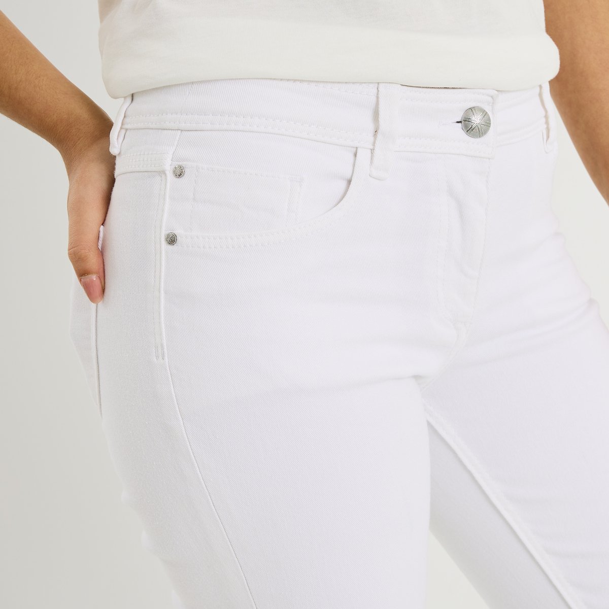 Jean slim raccourci TOKYO R01 blanc cassé blanc, GRAIN DE MALICE