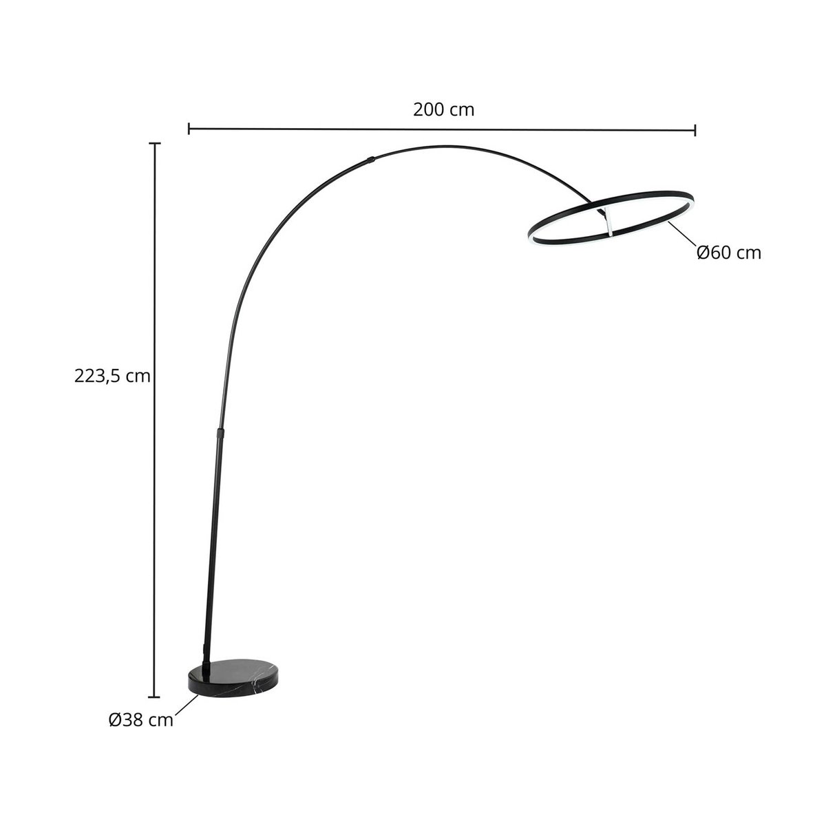 Lampadaire en aluminium moderneLED, Virvera noir, LUCANDE