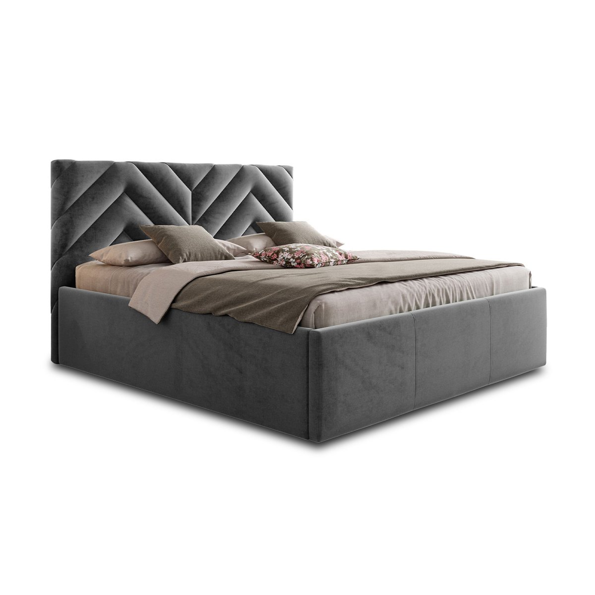 Lit coffre - SANTIAGO gris, BEST MOBILIER
