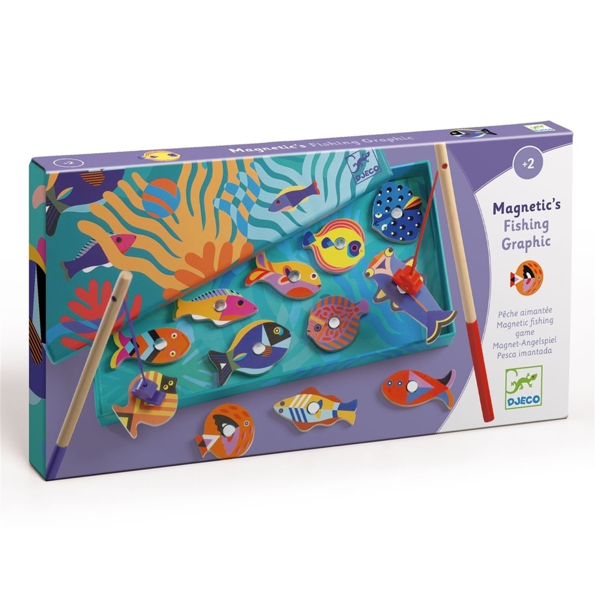 Jeu de pêche bleu, orange, rouge, DJECO