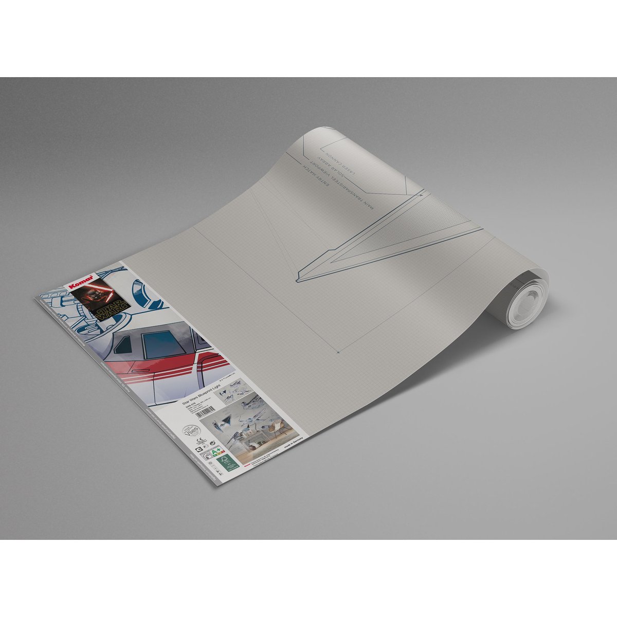 Papier peint Komar - Star Wars Blueprint Light - 400 x 280 cm bleu, HEXOA