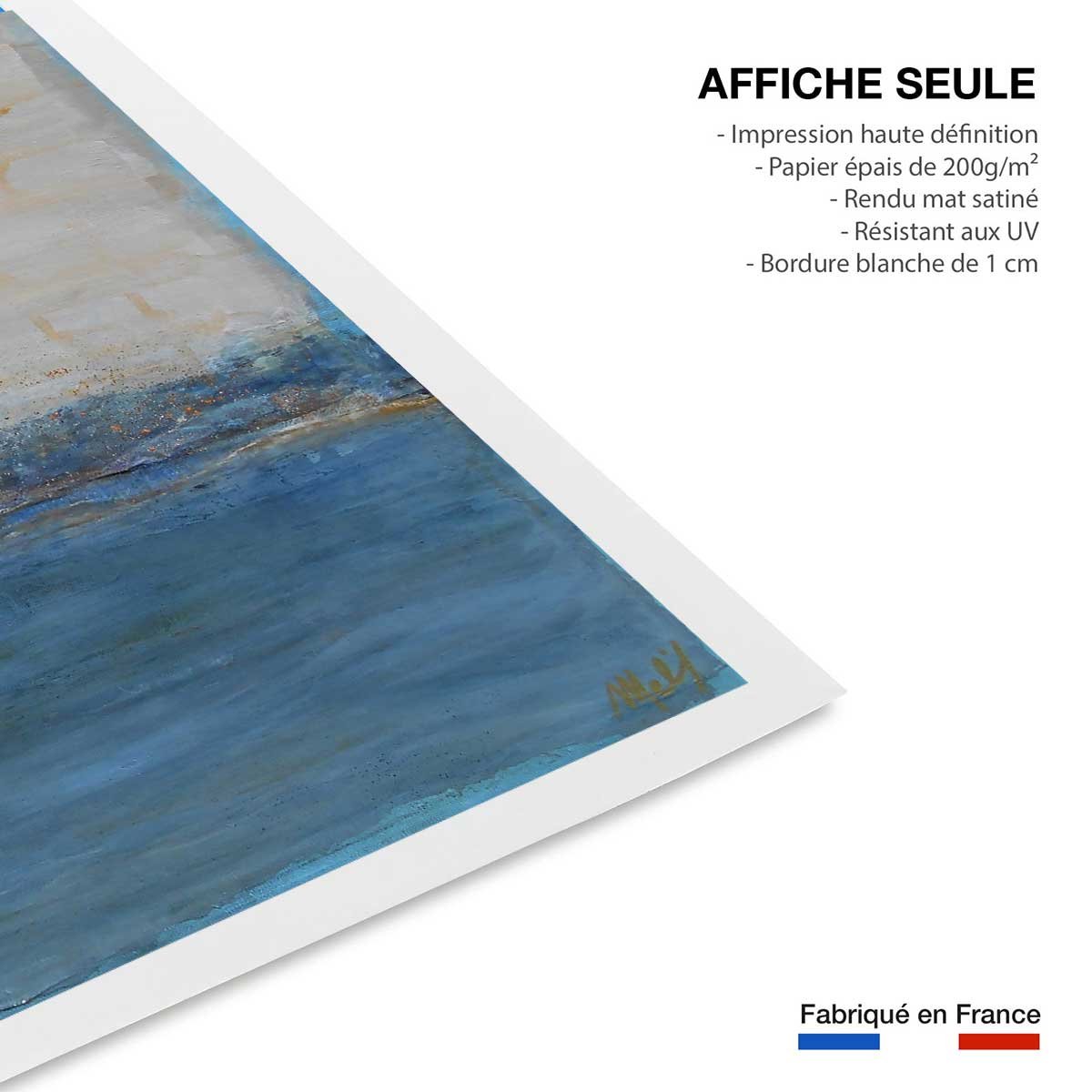 Affiche abstrait rivage d'or affiche seule, HEXOA