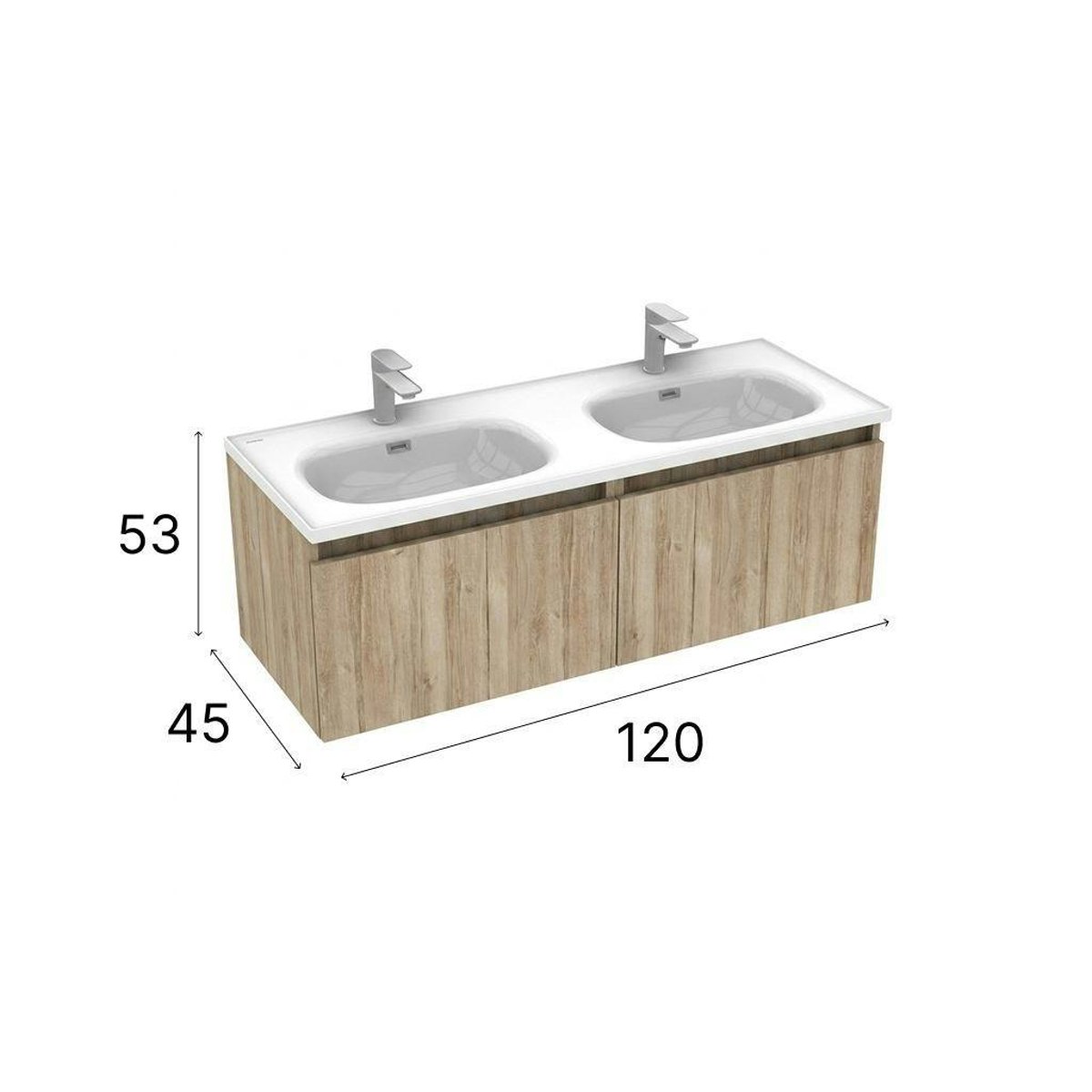 Meuble double vasque suspendu 120 cm SELIA bois clair, PIER IMPORT