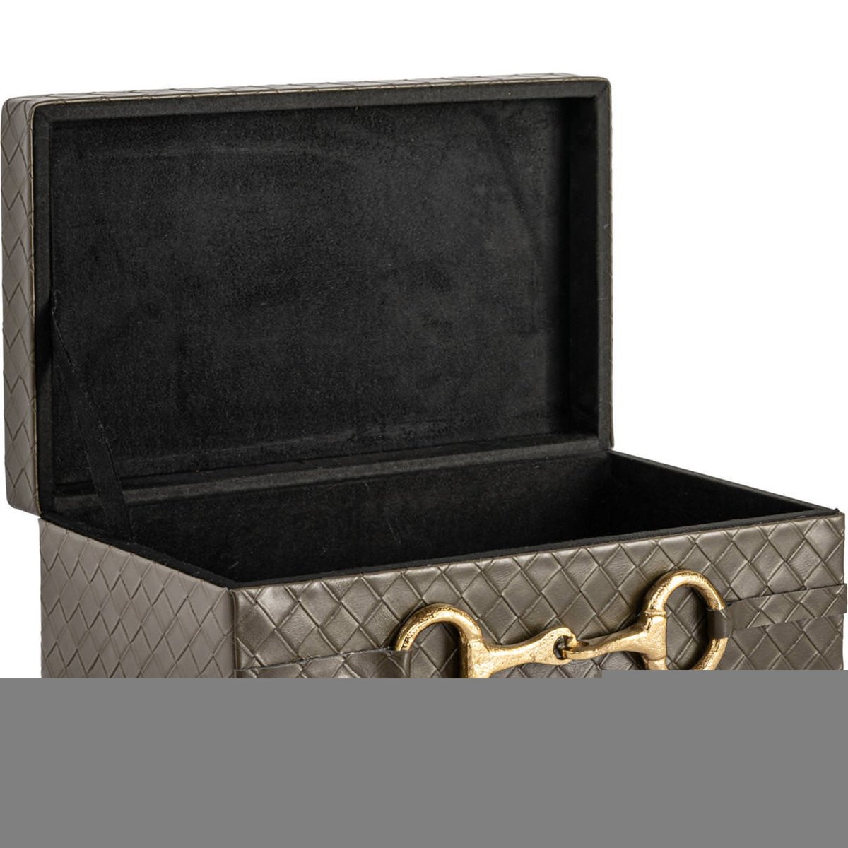 Boîte de rangement matelassée aspect cuir olive, RECOLLECTION