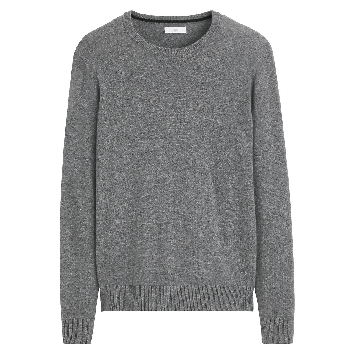Trui in kasjmier met ronde hals mêleegrijs, LA REDOUTE COLLECTIONS