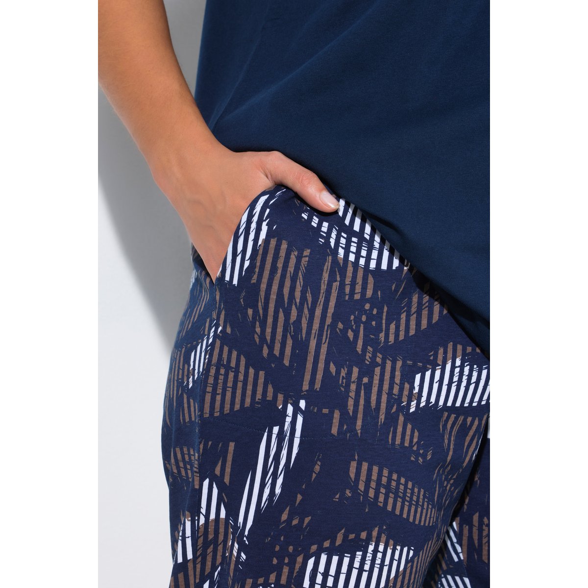 Pyjama, col rond, manches courtes bleu nuit, ULLA POPKEN