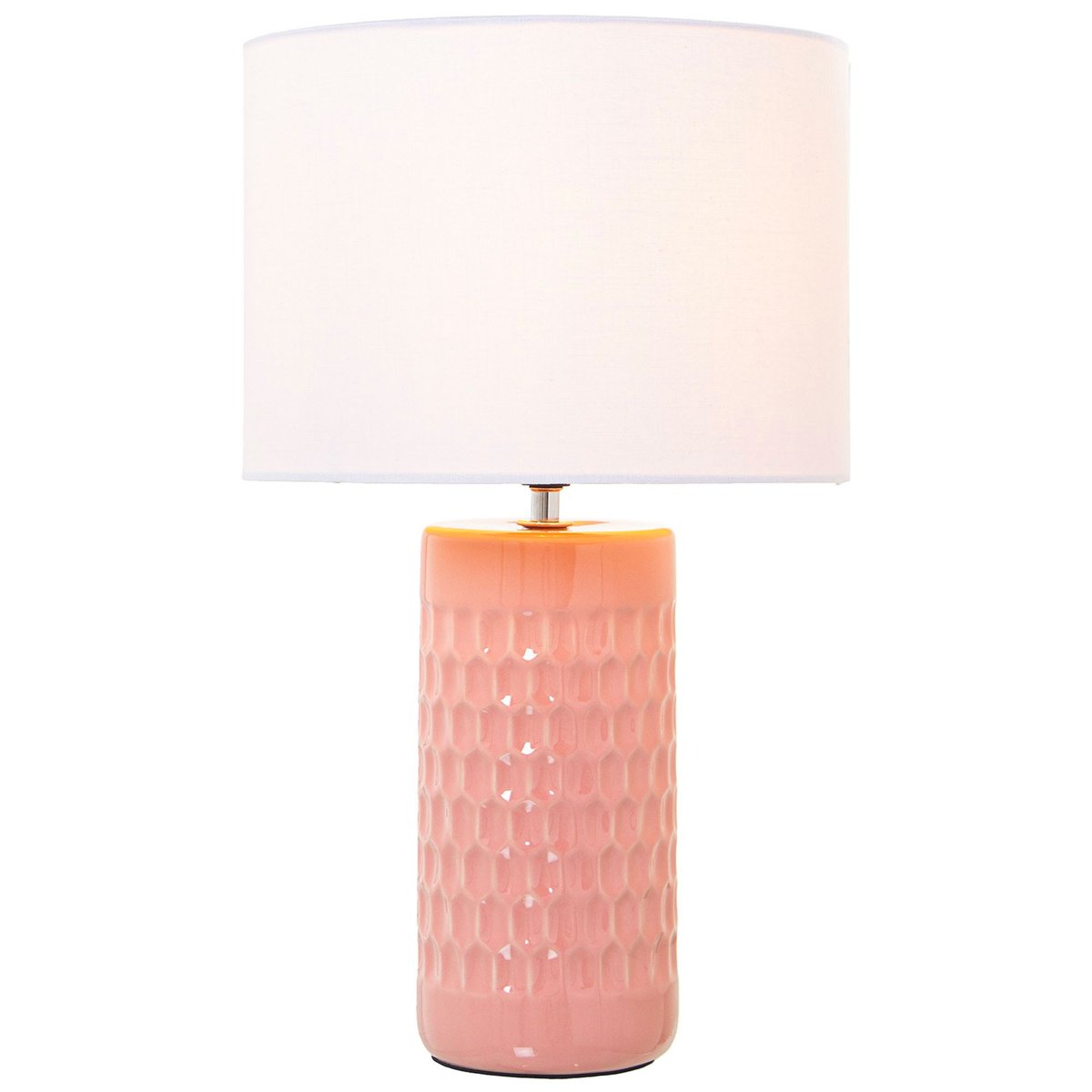 Lampe à poser en céramique rose et abat-jour beige 25x25x42cm rose, WADIGA