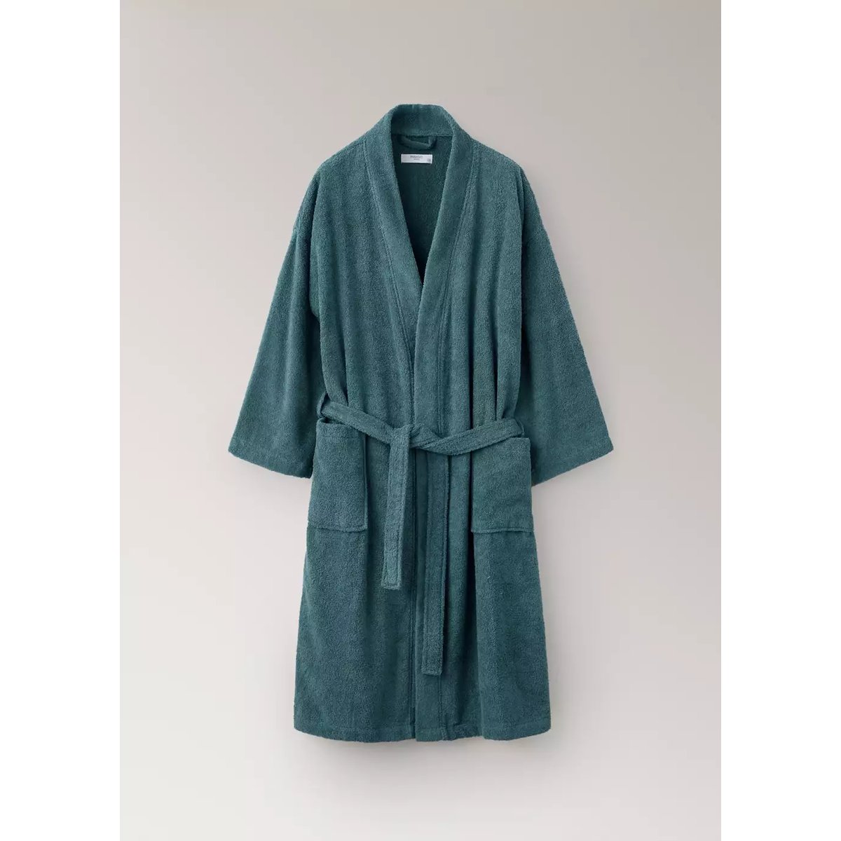 Peignoir en coton bouclette bleu pétrole, MANGO HOME