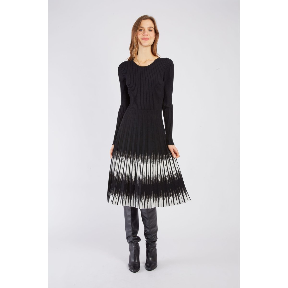 Robe mi longue en maille CATHY noir, DERHY