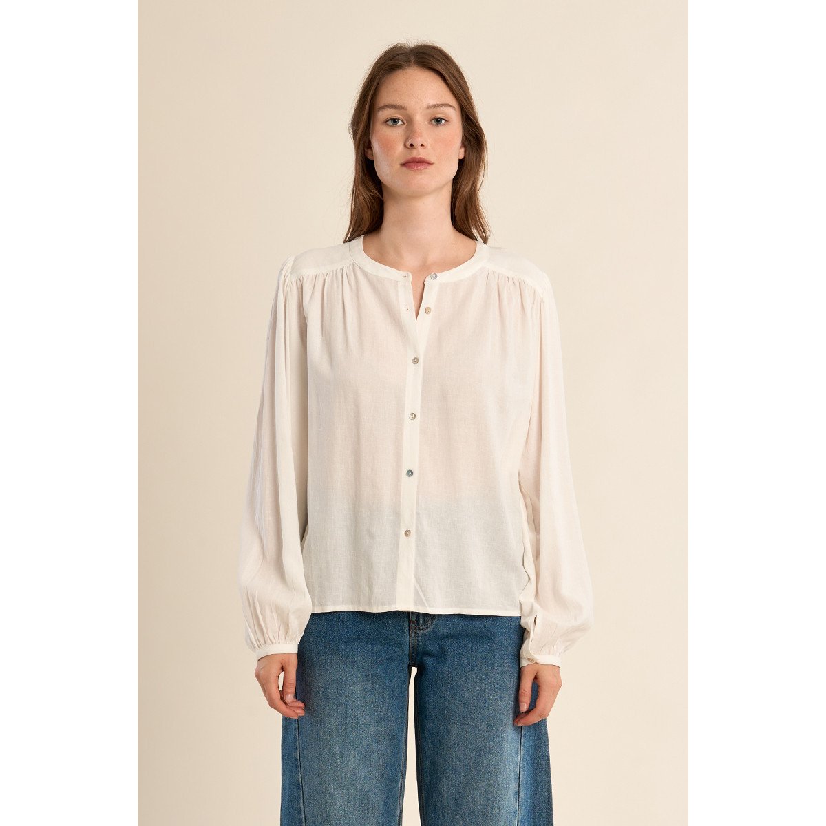 Chemisier manches longues blanc, MOLLY BRACKEN