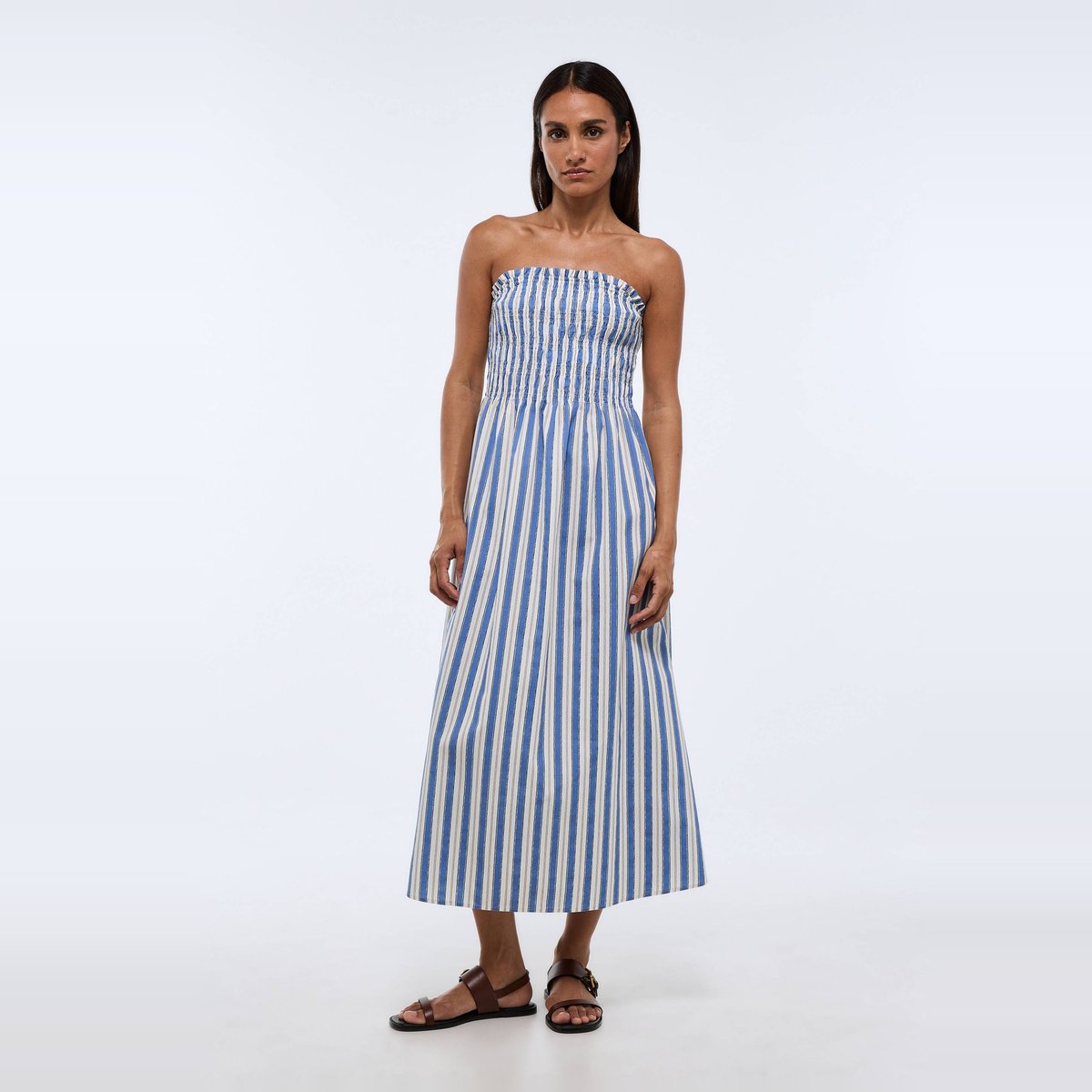 Robe midi smockée imprimée en coton BIO GOTS riviera, MONOPRIX