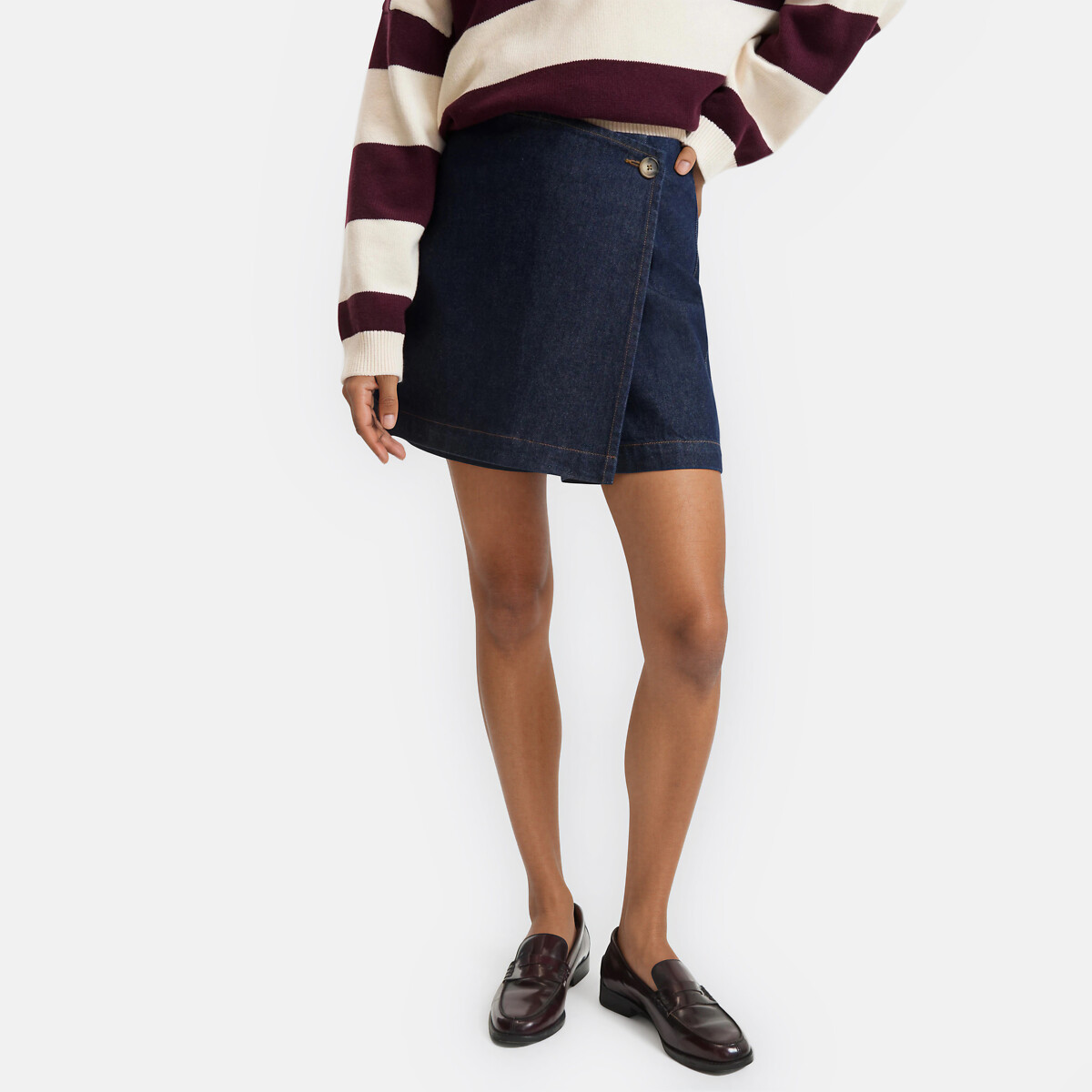 Jupe-short en denim bleu brut, LA REDOUTE COLLECTIONS