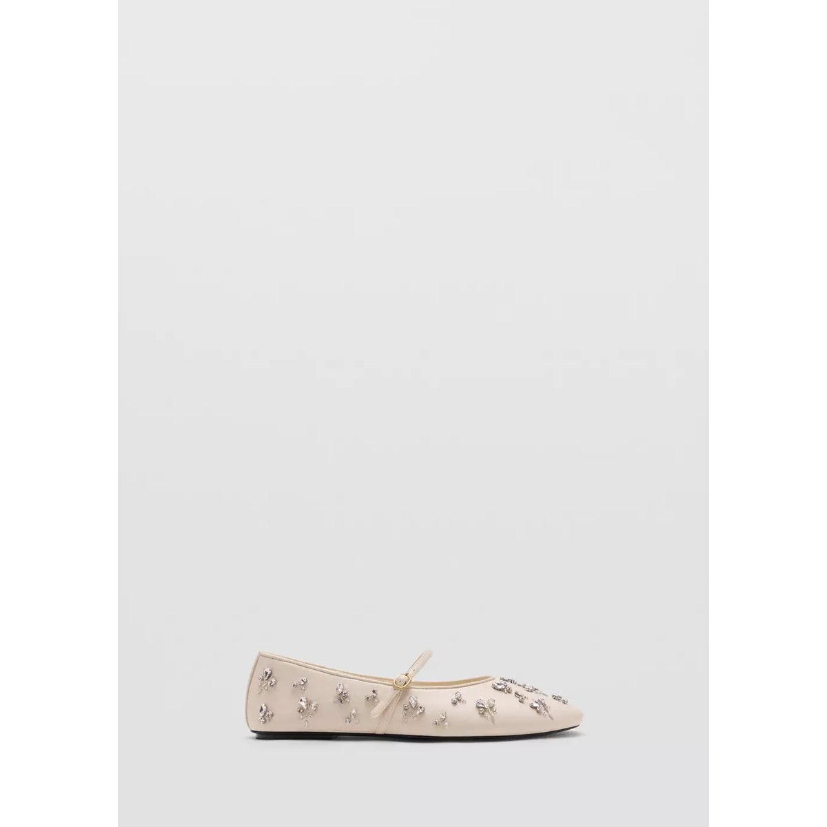 Ballerines avec détail de strass écru, MANGO
