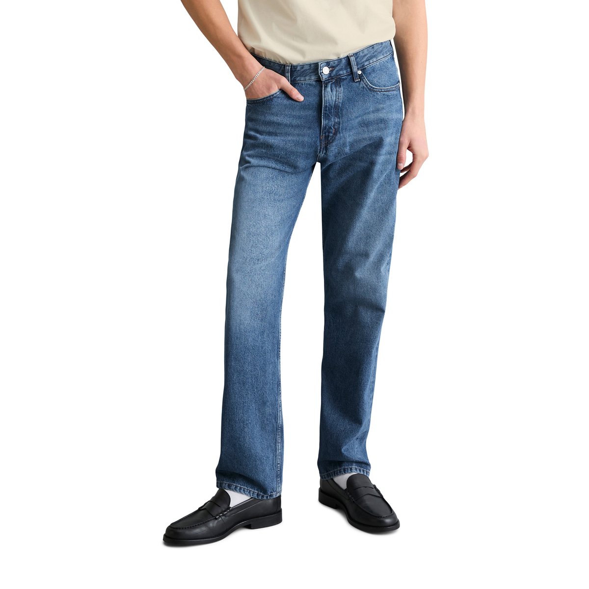 Jeans modèle Sverre droit en pur coton bio bleu moyen, MARC O’POLO DENIM