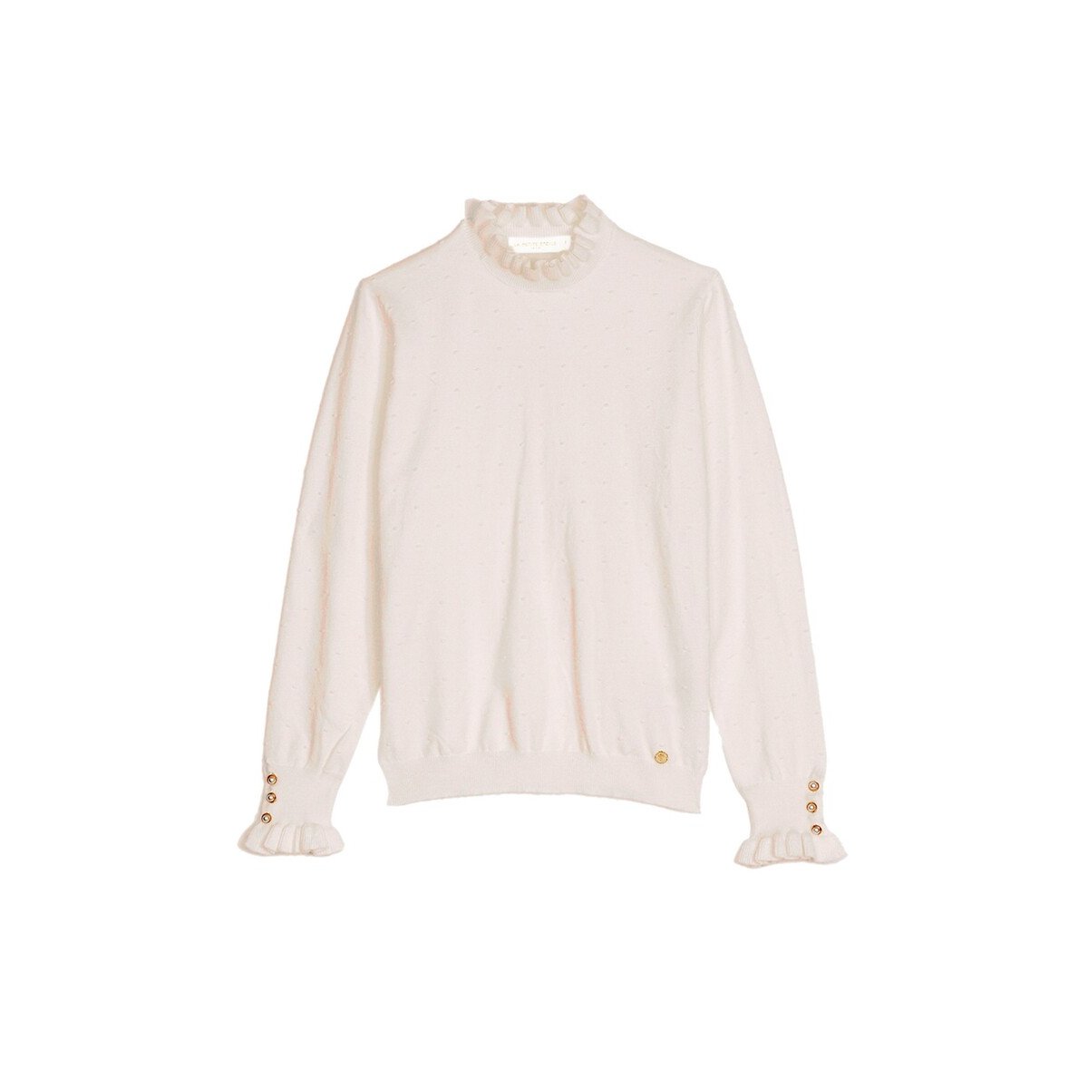Pull à col montant volanté, SOLFERINOS beige, LA PETITE ETOILE