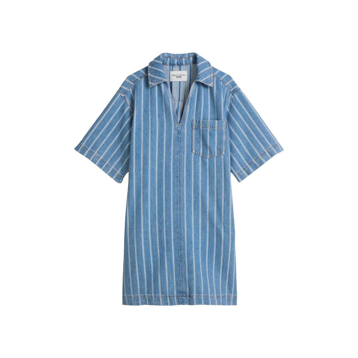 Robe en jean rayée, coupe ample en pur coton organique bleu, MARC O’POLO DENIM