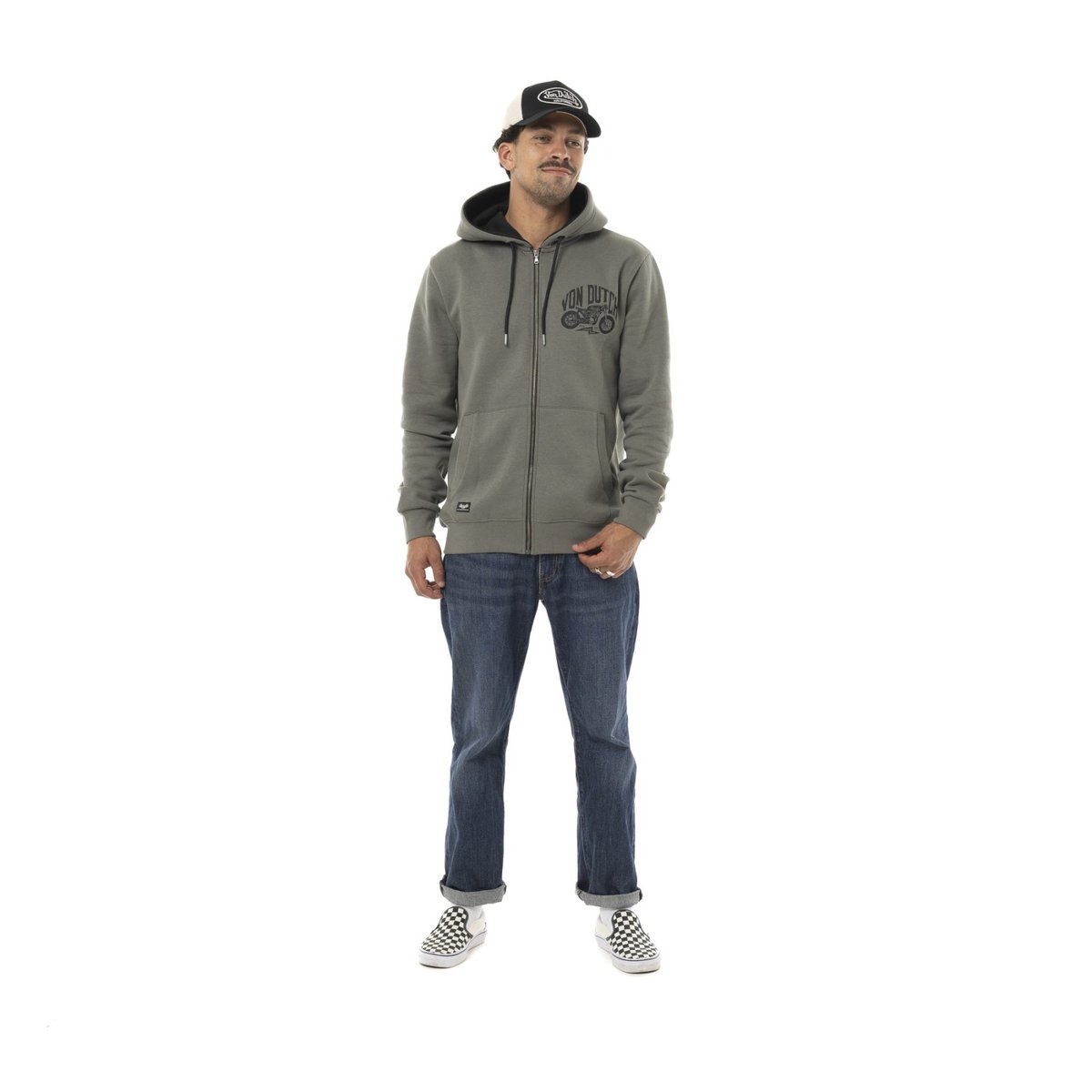 Hoodie coton FREE gris foncé/noir, VON DUTCH