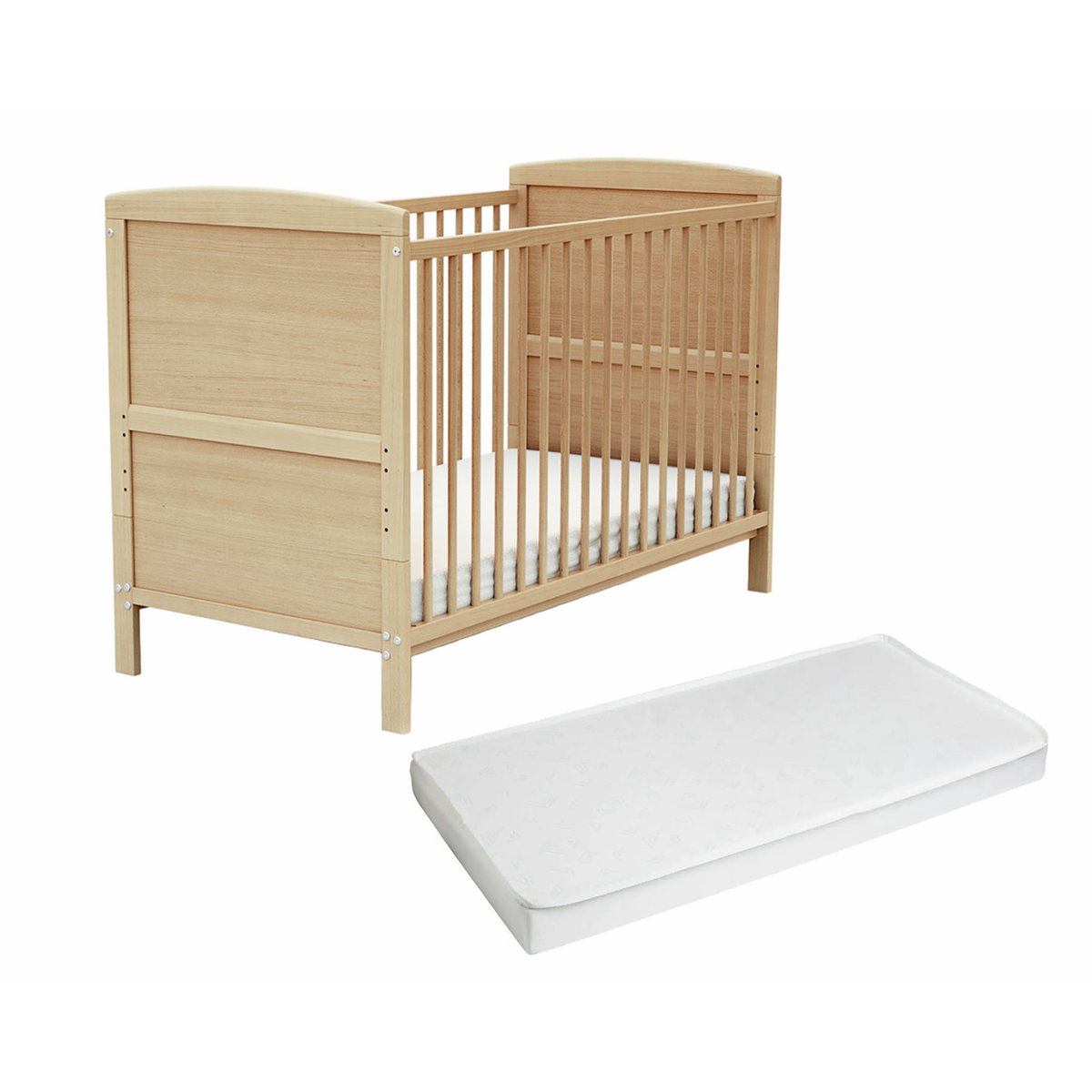 Lit bébé évolutif en bois avec matelas en bois LUNA hêtre verni, AT4