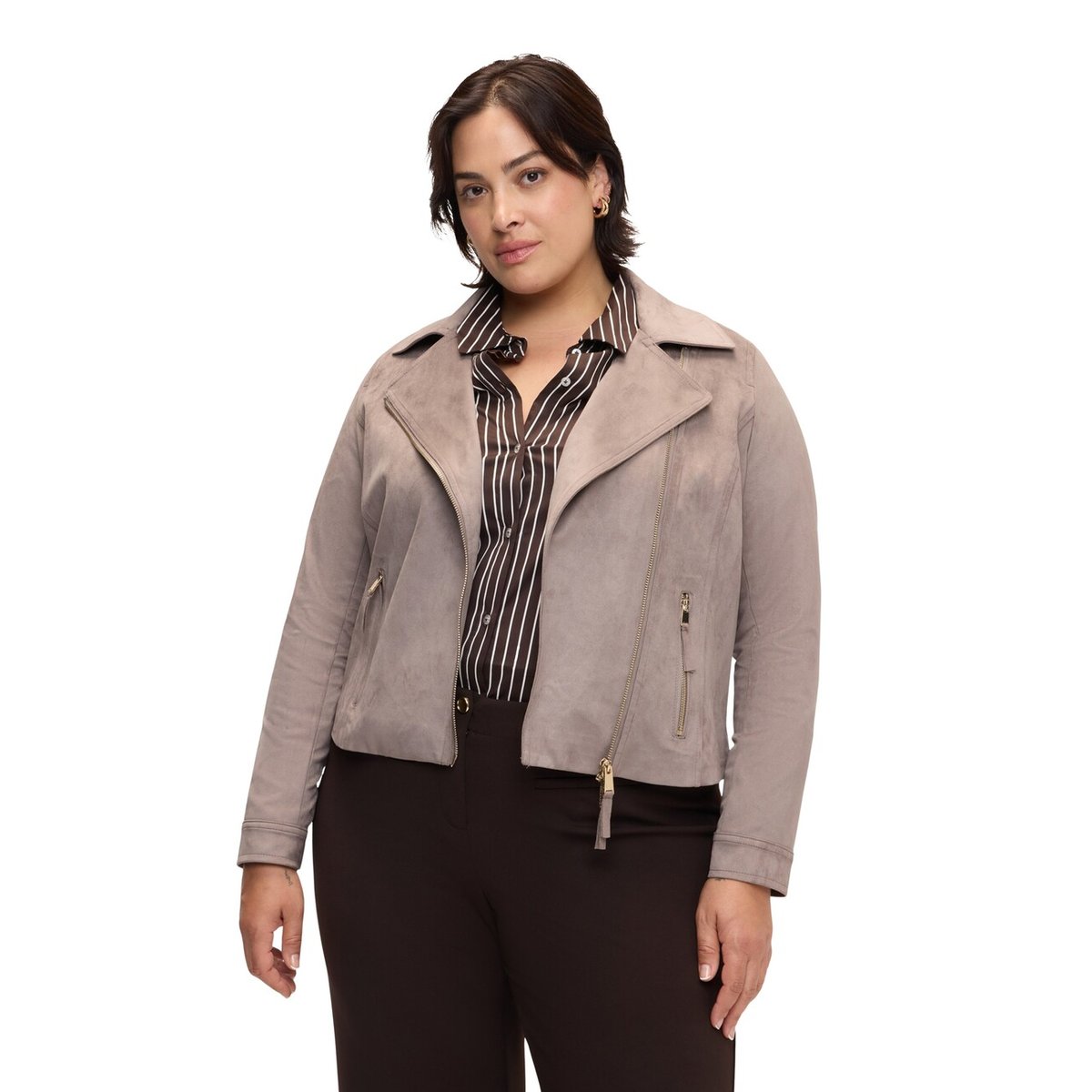 Veste biker toucher doux gris, FIORELLA RUBINO