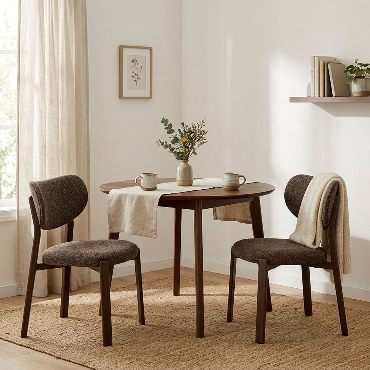 Lot de 2 Chaises en tissu OSLO marron, CALICOSY