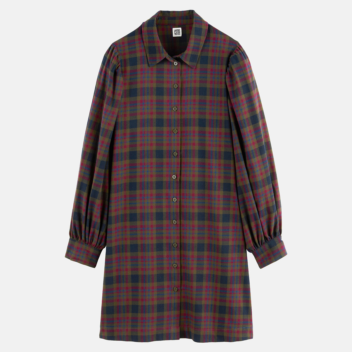 Korte geruite jurk met sjaal geruit blauw / bordeaux, LA REDOUTE COLLECTIONS