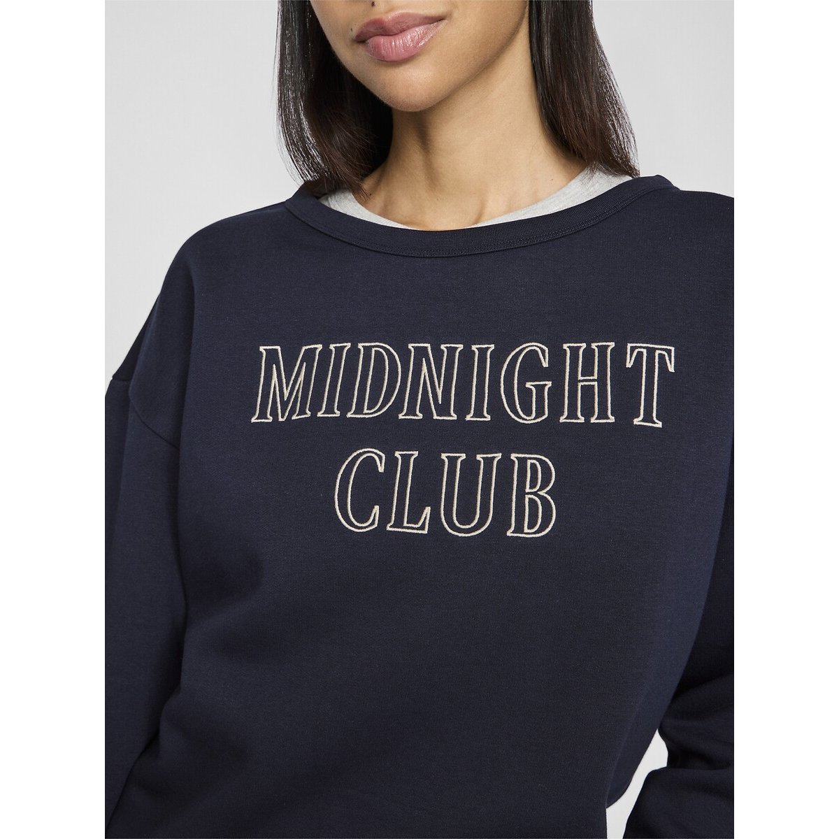 Slogan Print Sweatshirt with Crew Neck navy, VILA