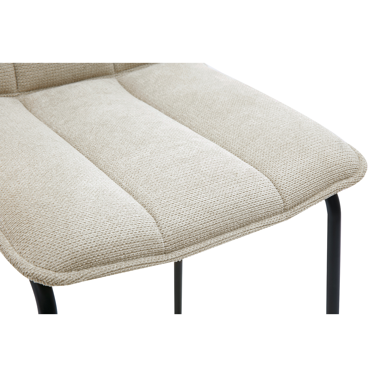Tabourets de bar en tissu chenille vert kaki et métal noir H65.6 cm (lot de 2) VISTO beige, MILIBOO