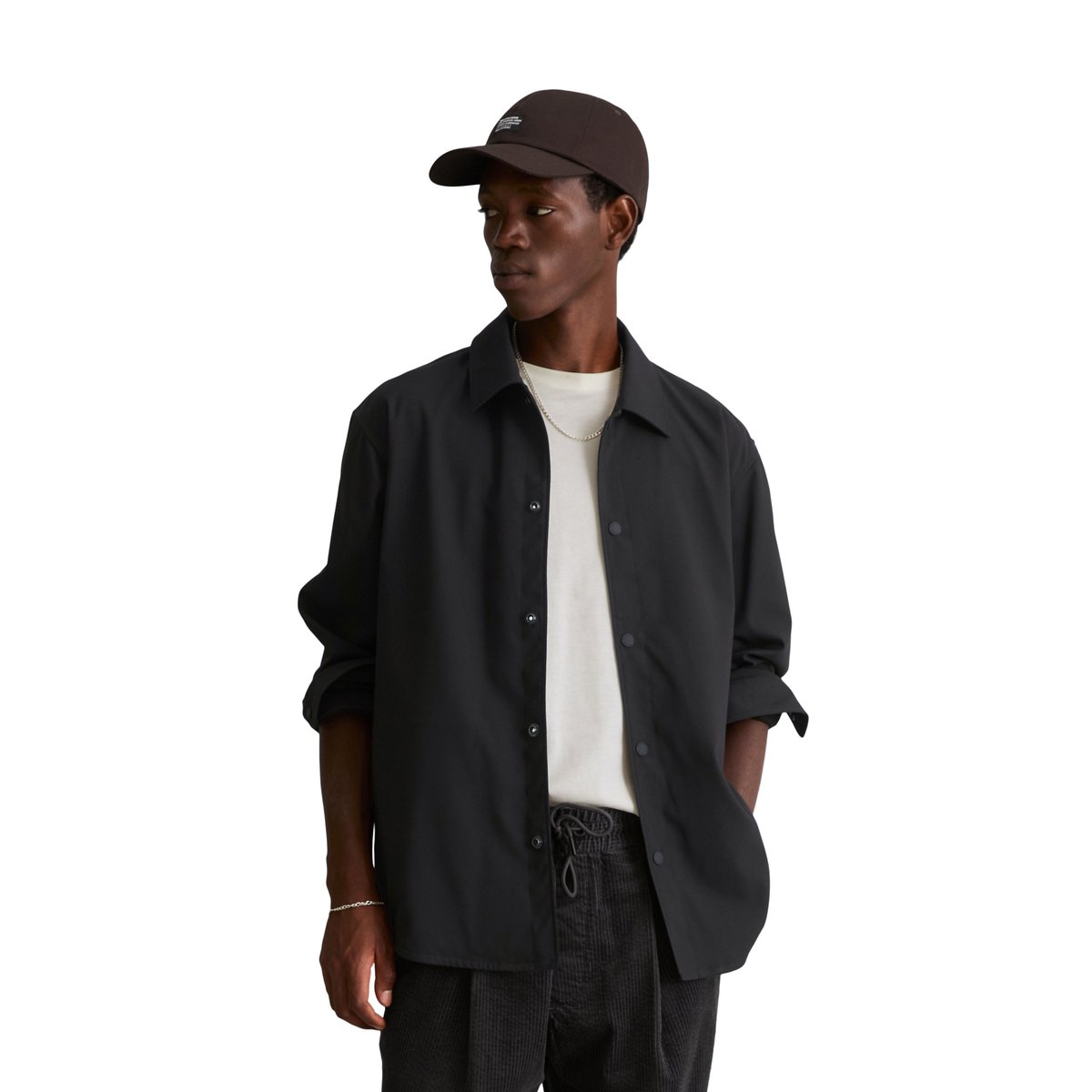 Surchemise coupe classique en mélange de coton bio, aspect laine noir, MARC O’POLO DENIM