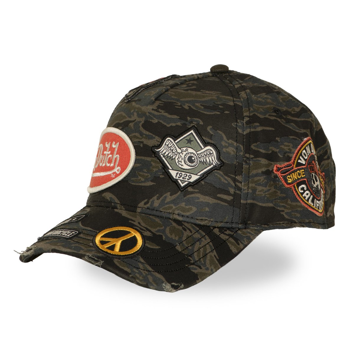 Casquette baseball KAMO kaki foncé/marron/noir/orange, VON DUTCH