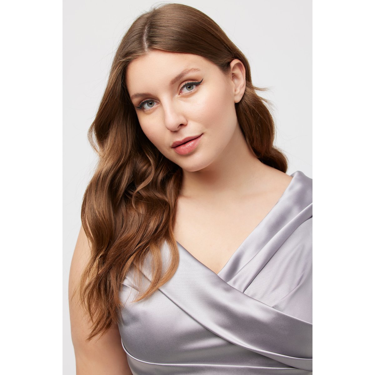 Robe de soirée, bordure, ligne en A gris métal, ULLA POPKEN