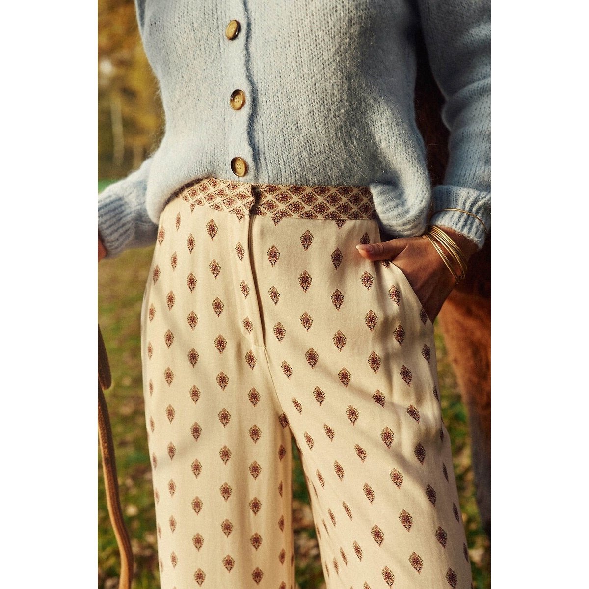 Pantalones estampados amplios de pernera ancha, POLIA estampado rosa blush, LA PETITE ETOILE