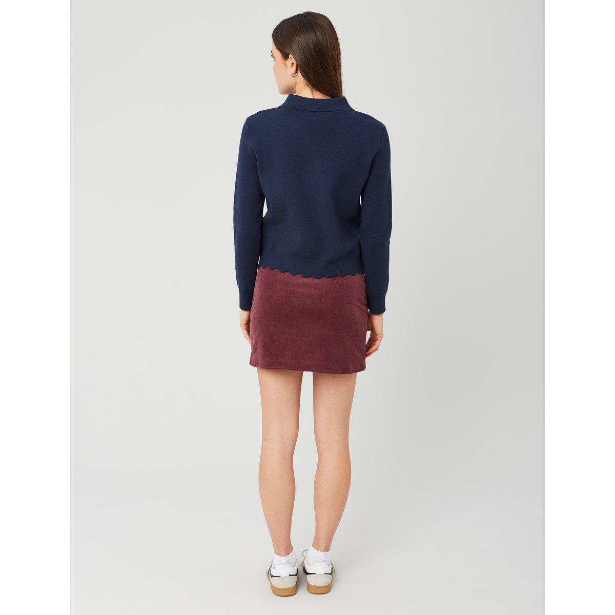 Gilet col polo bleu foncé, BZB