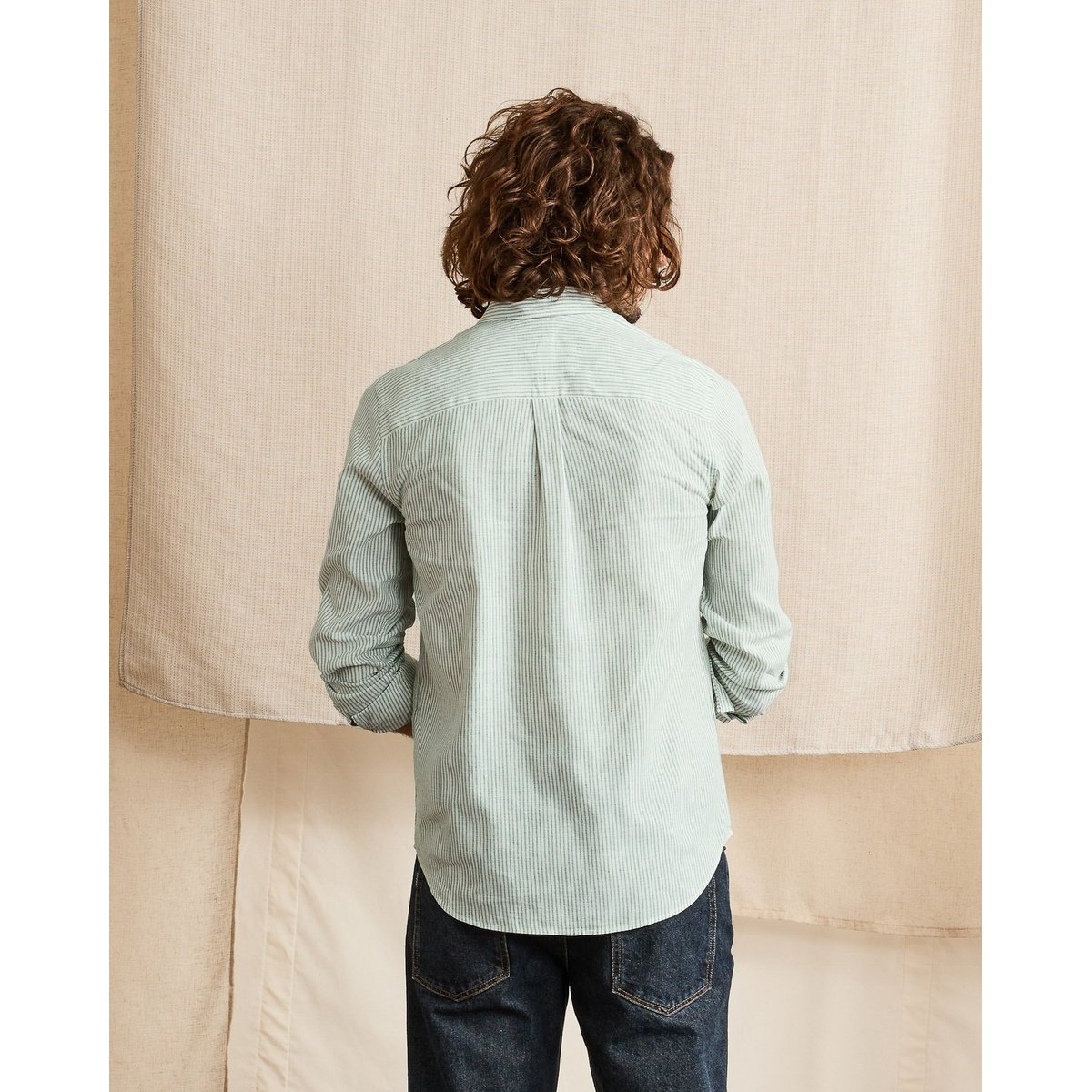 Chemise IVOY vert foncé et écru, FAGUO