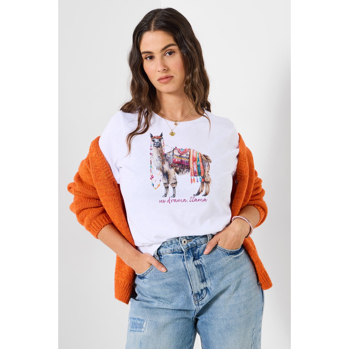 T-shirt à motif lama blanc, JOE BROWNS