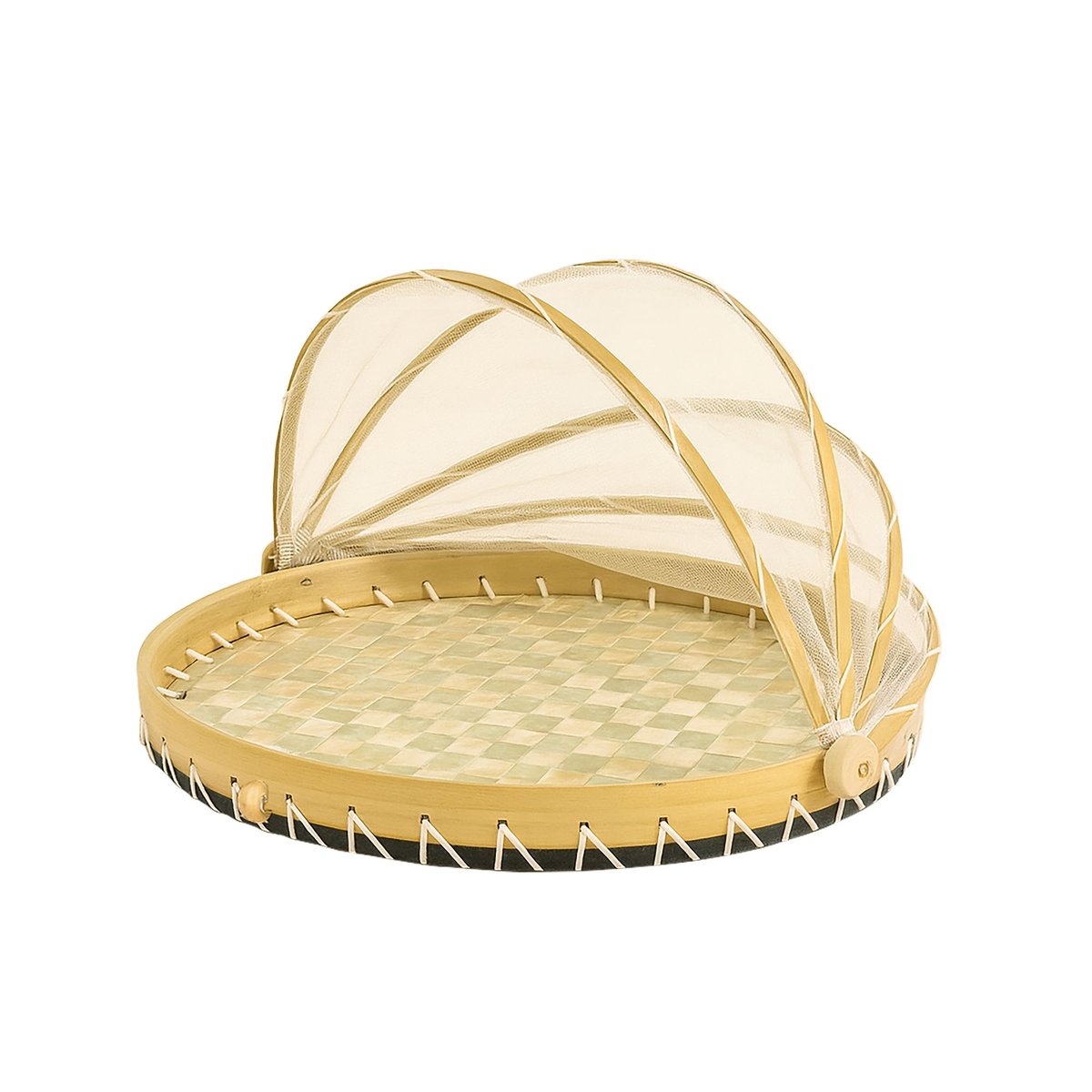 Plateau cloche en coquille de Capiz Ø40cm, ZINA naturel-vert, NOW'S HOME
