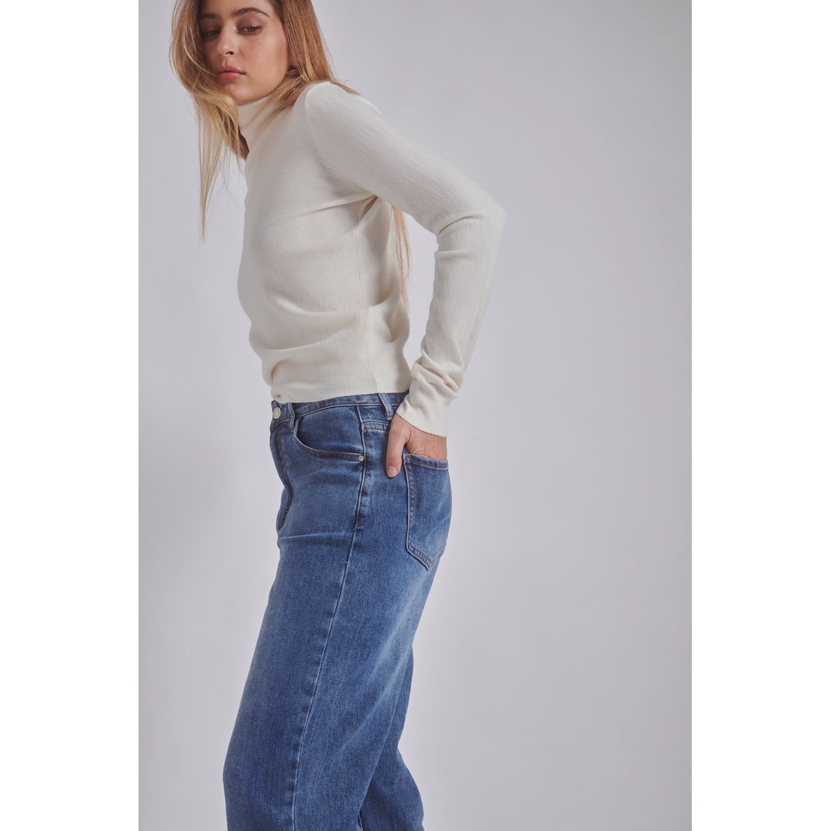 Pull col roulé SIMON blanc creme, BENOA