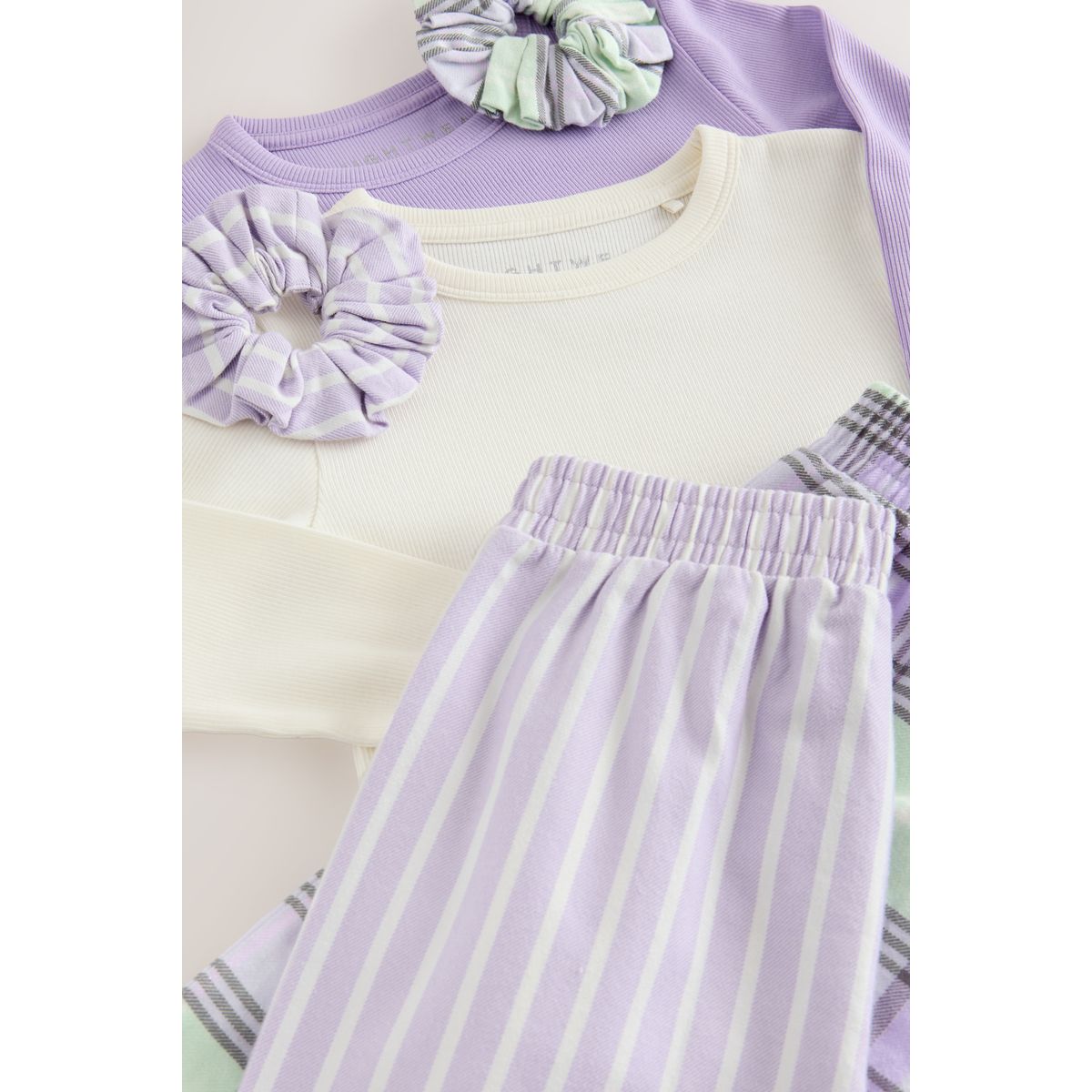 Pyjama avec bas tissé et chouchou, lot de 2 violet/vert, NEXT