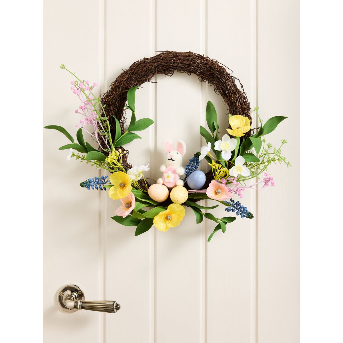 Couronne d’œufs, lapin de pâques et fleurs vert, NEXT
