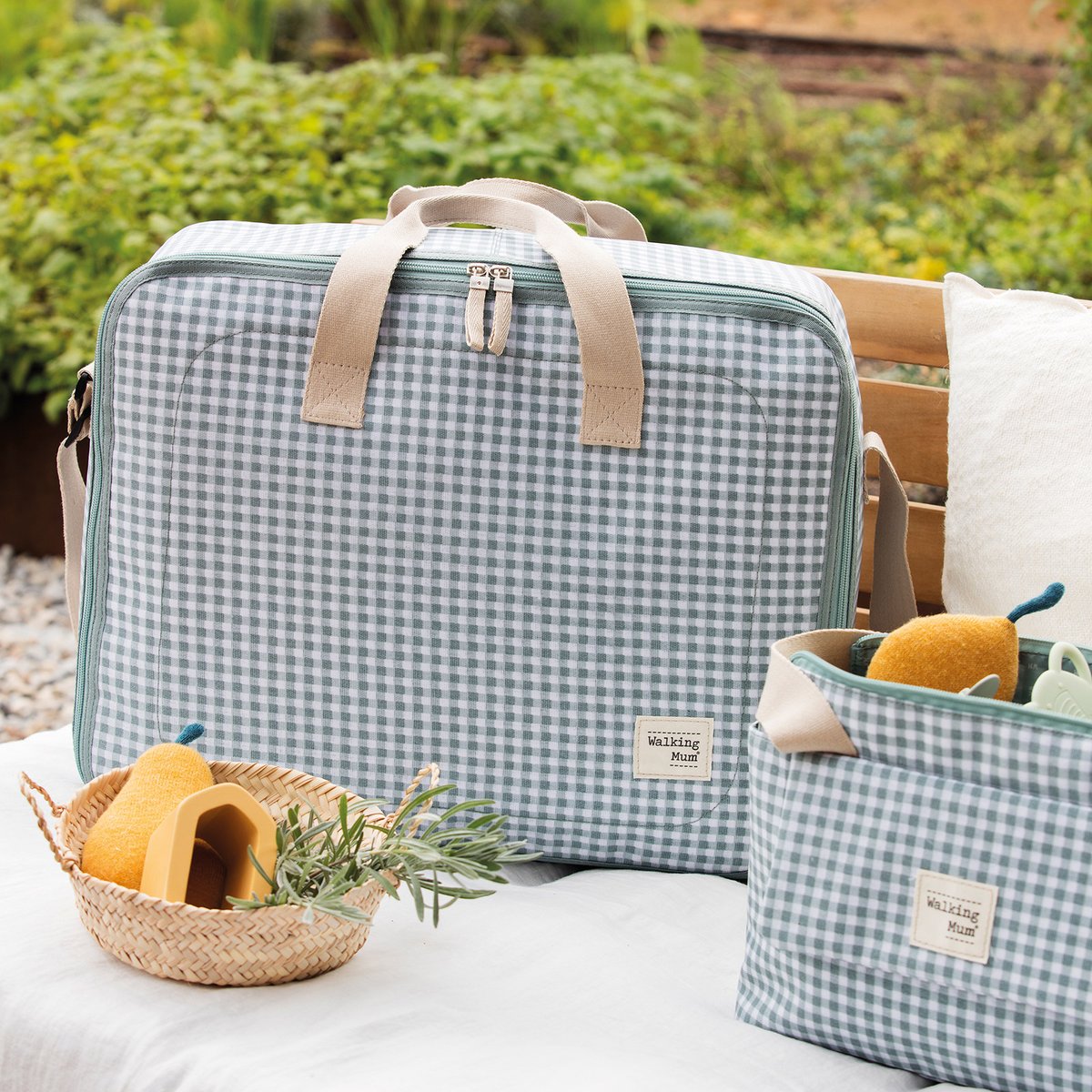 Trousse de toilette vert, blanc, WALKING MUM