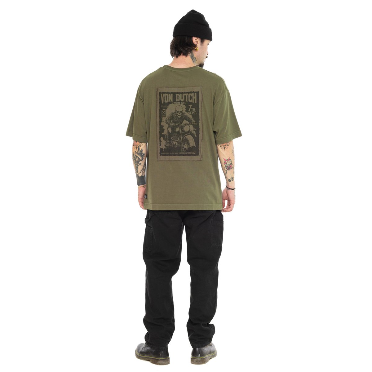 Tee shirt coton PABLO kaki/noir, VON DUTCH