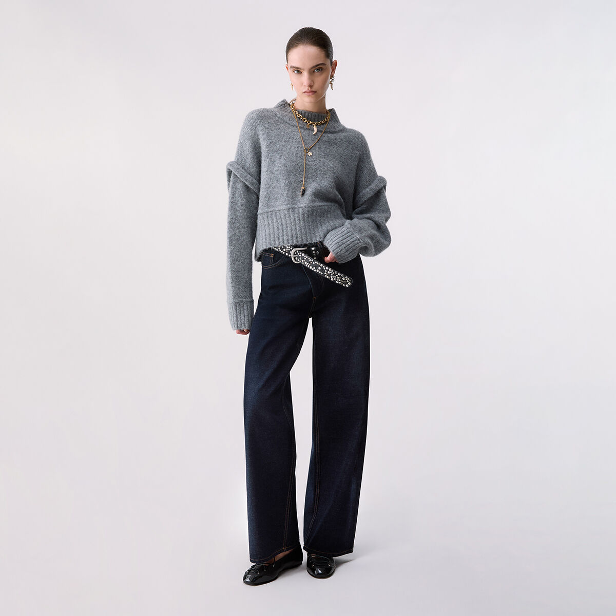 Maille en laine et alpaga gris chiné, LIU JO