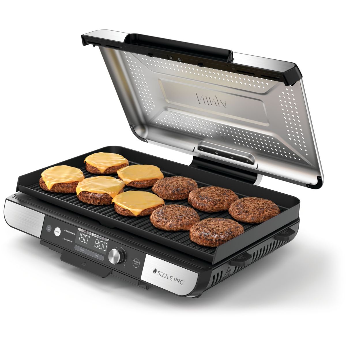 Plancha électrique GX101EU gris grill/plancha intérieurXL à poser, 47x24.7 cm couleur unique, NINJA