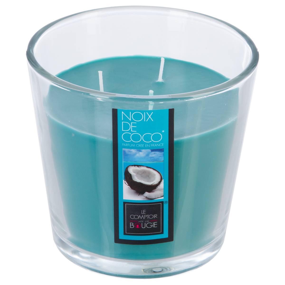 Bougie parfumée pot en verre NINA bleu, ATMOSPHERA