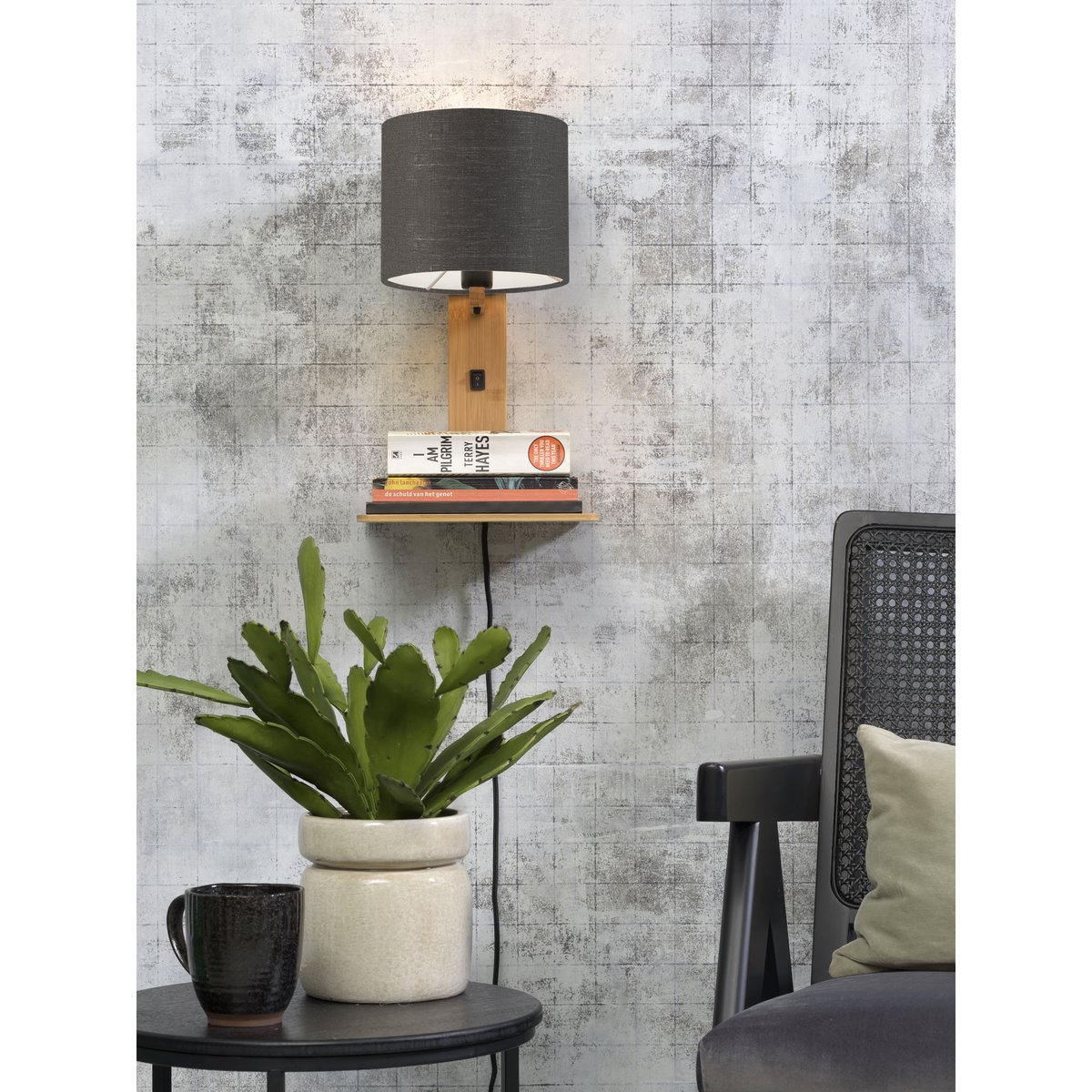 Lampe Murale Bambou ANDES gris foncé, GOOD & MOJO