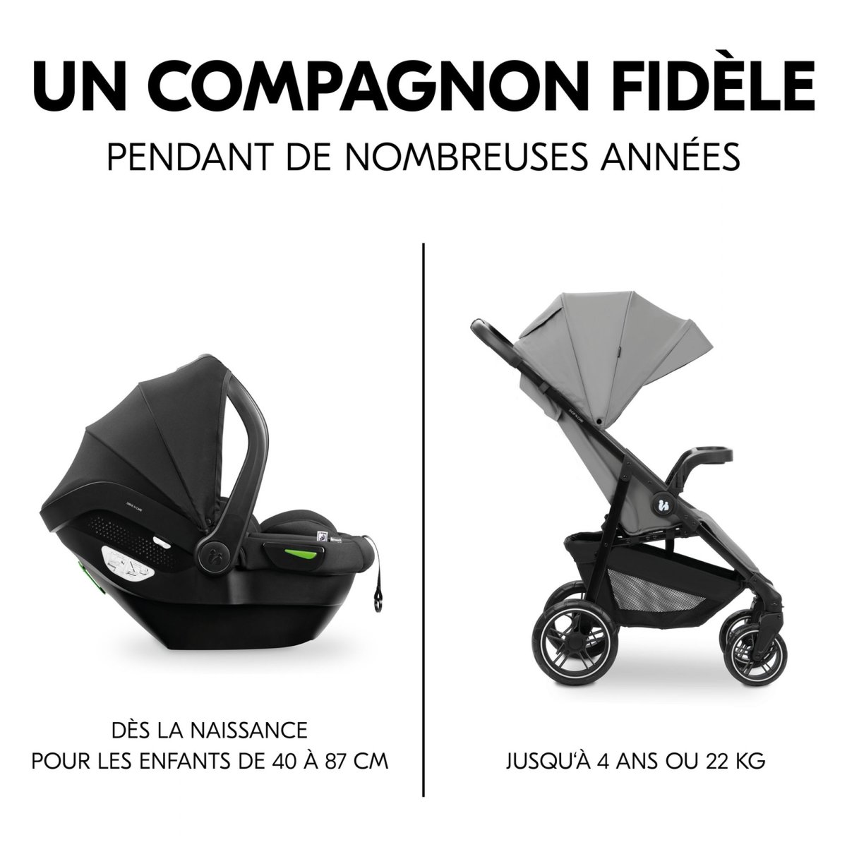 Poussette duo Shop N Care Travel Set gris, HAUCK