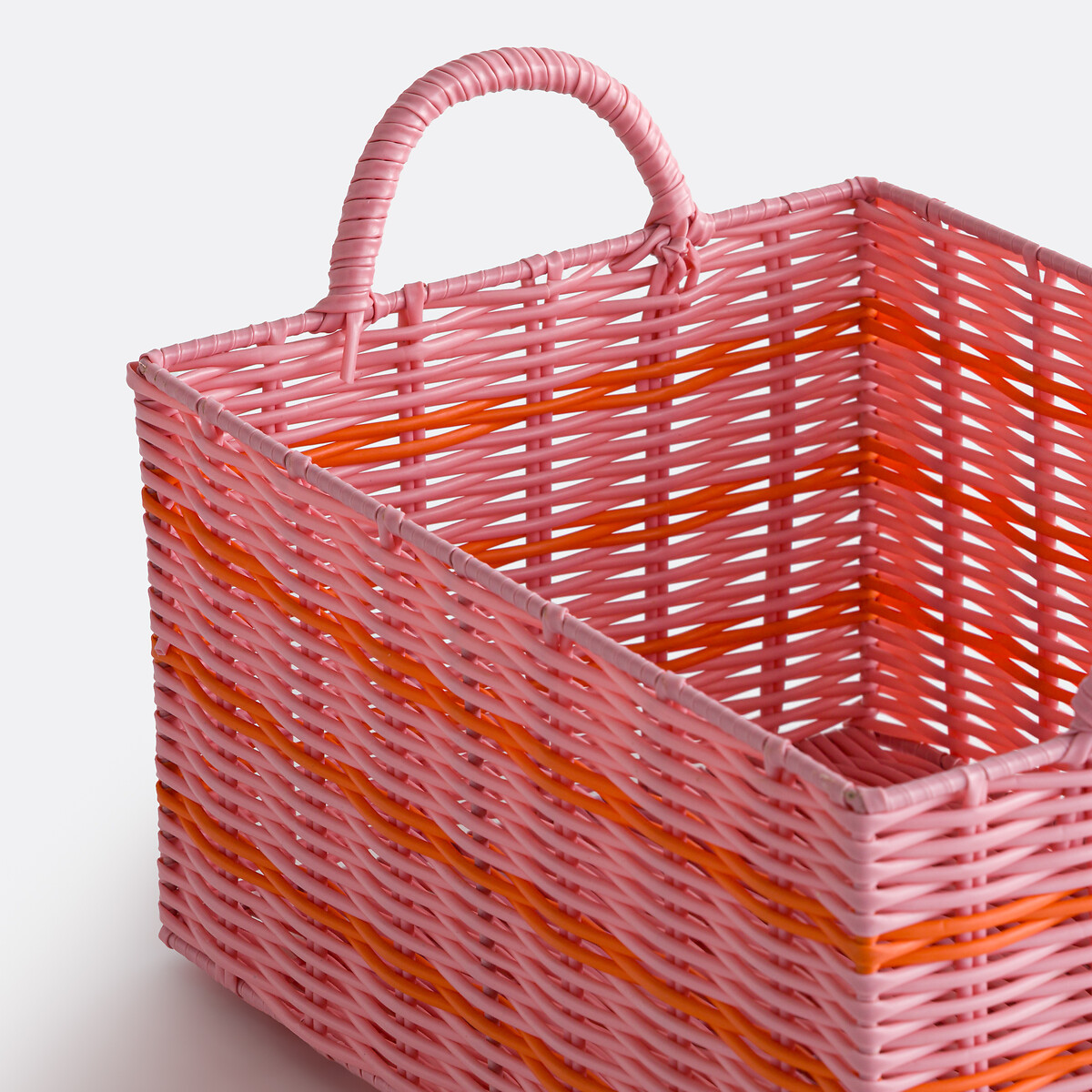 Lot de 2 paniers en scoubidou tressé, CAMY rose/orange, LA REDOUTE INTERIEURS