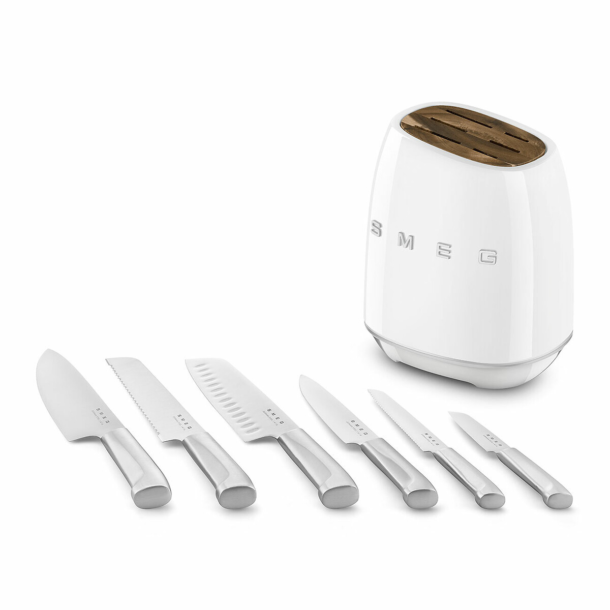 Bloc de 6 couteaux multi-usages blanc, SMEG