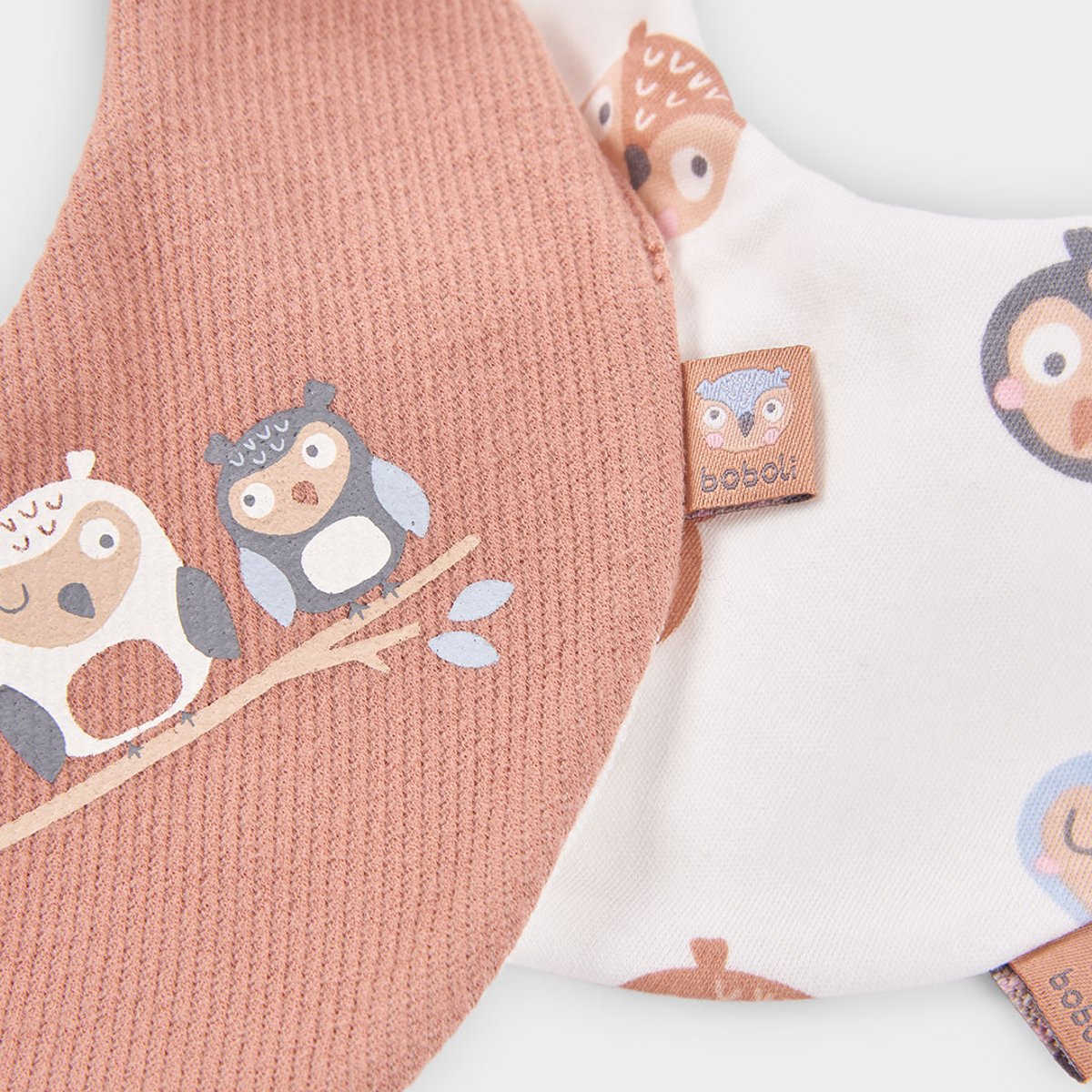 Lot 2 bavoirs bébé imprimé hiboux tostado multicolore, BOBOLI